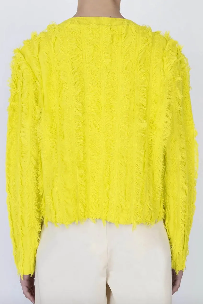 Alysi - Fringe Sweater: Electric Yellow