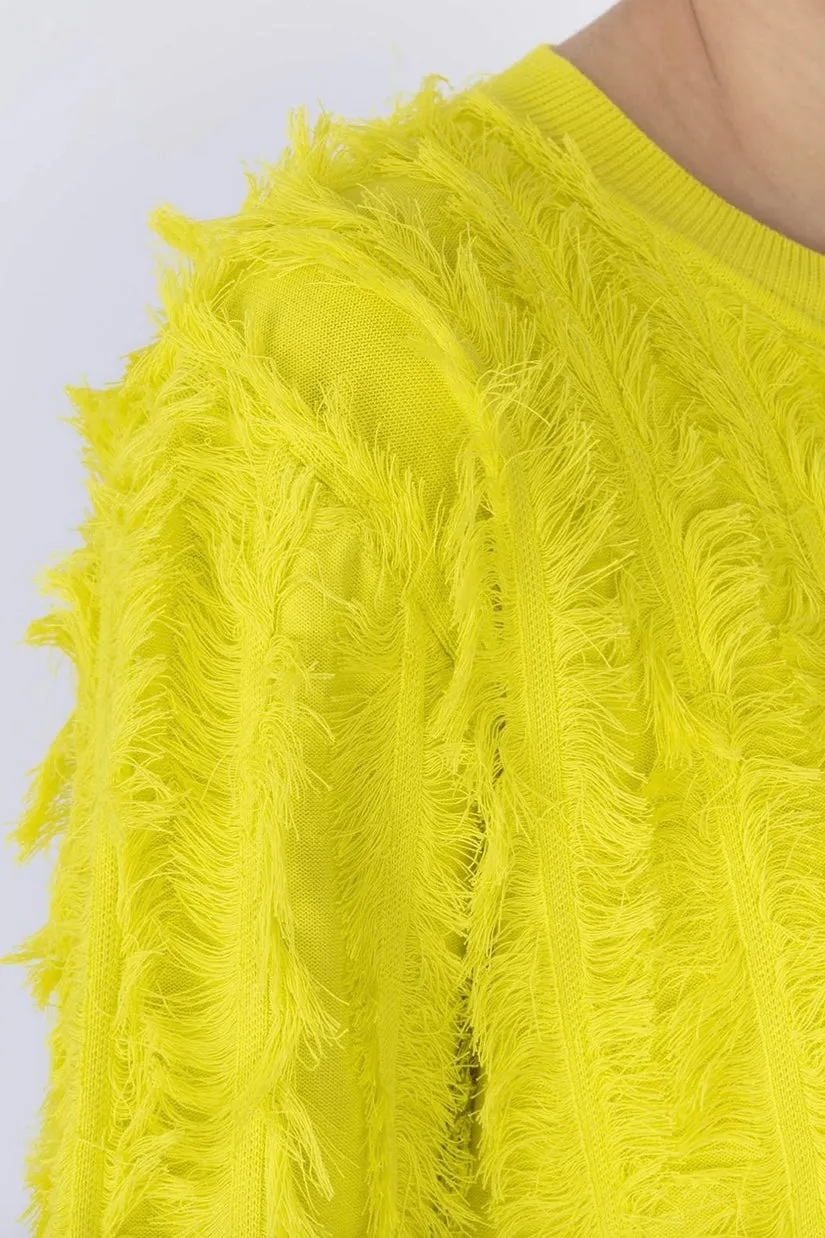 Alysi - Fringe Sweater: Electric Yellow