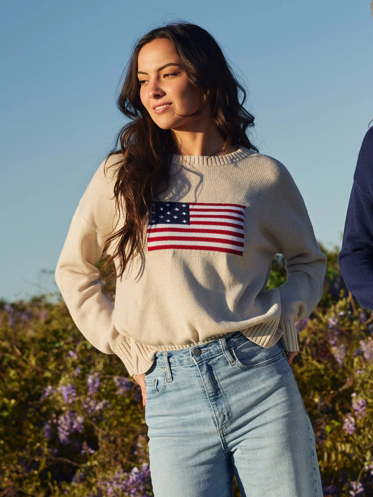 American Flag Sweater in Ivory