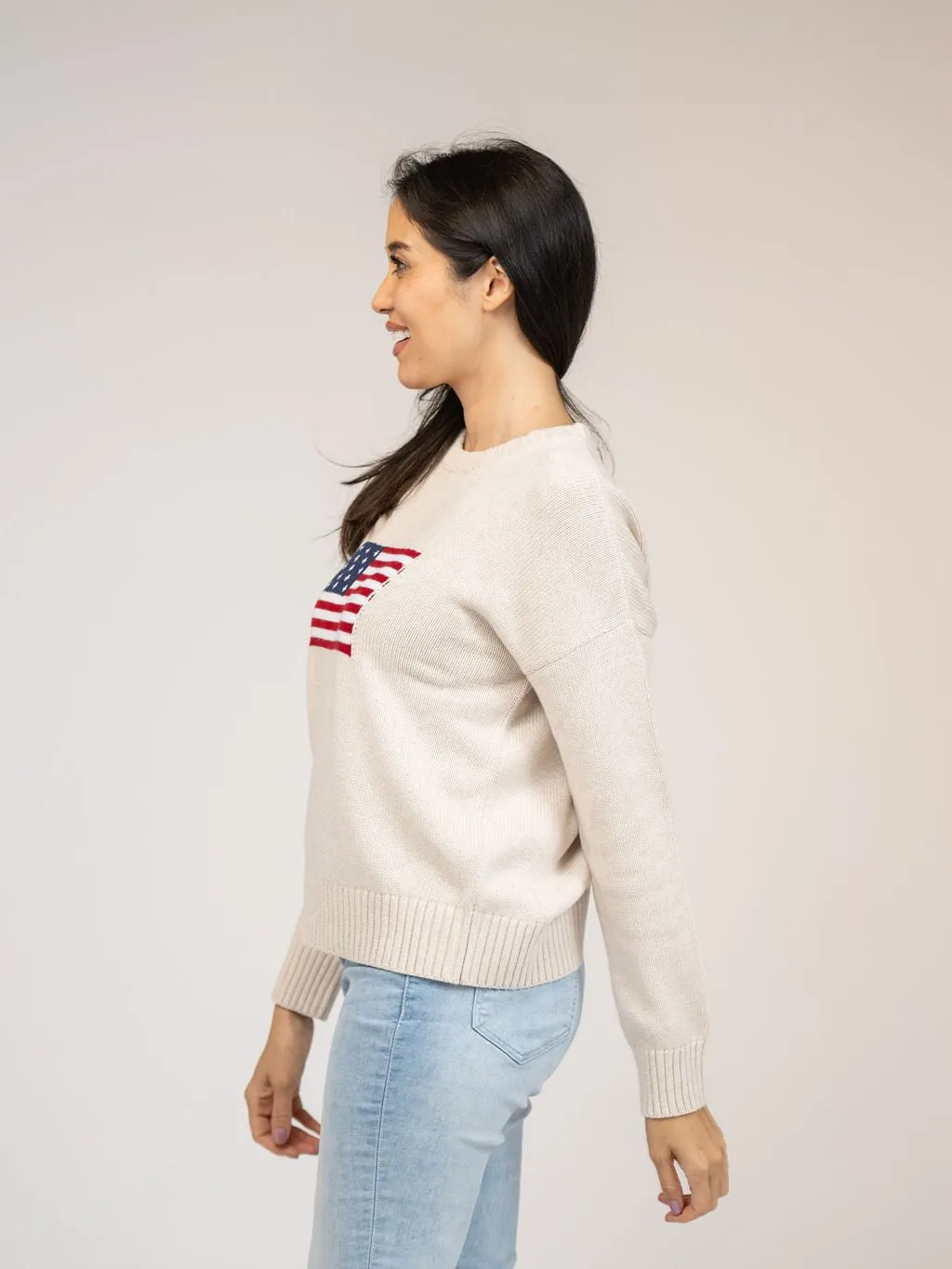 American Flag Sweater in Ivory