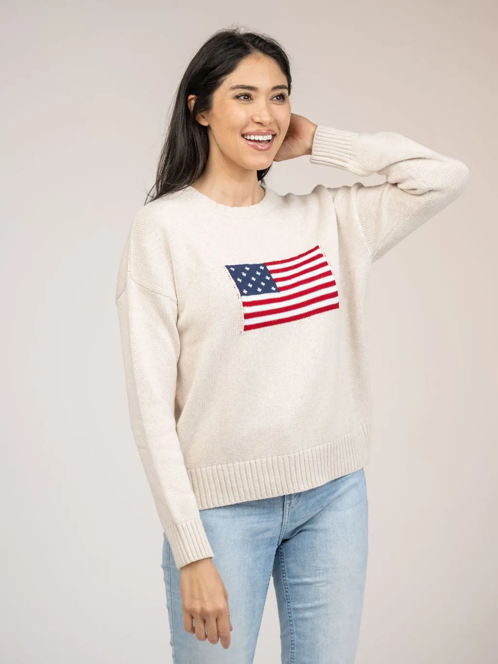 American Flag Sweater in Ivory