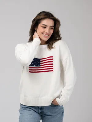 American Flag Sweater in White