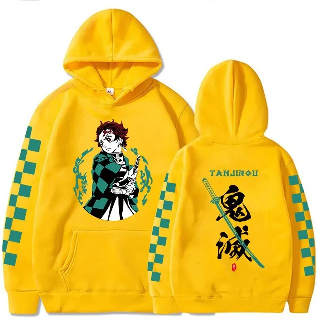 Anime Slayer Hoodies Tanjiro Kamado Print Hooded Sweatshirt for Men