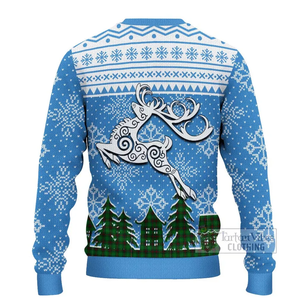 Anstruther Clan Christmas Ugly Sweater with Tartan and Celtic Reindeer Style