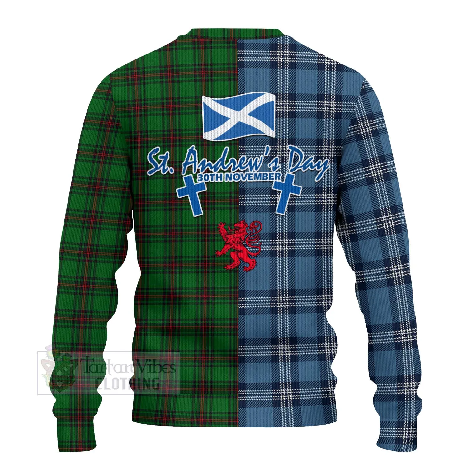 Anstruther Tartan Knitted Sweater Happy St. Andrew's Day Half Tartan Style