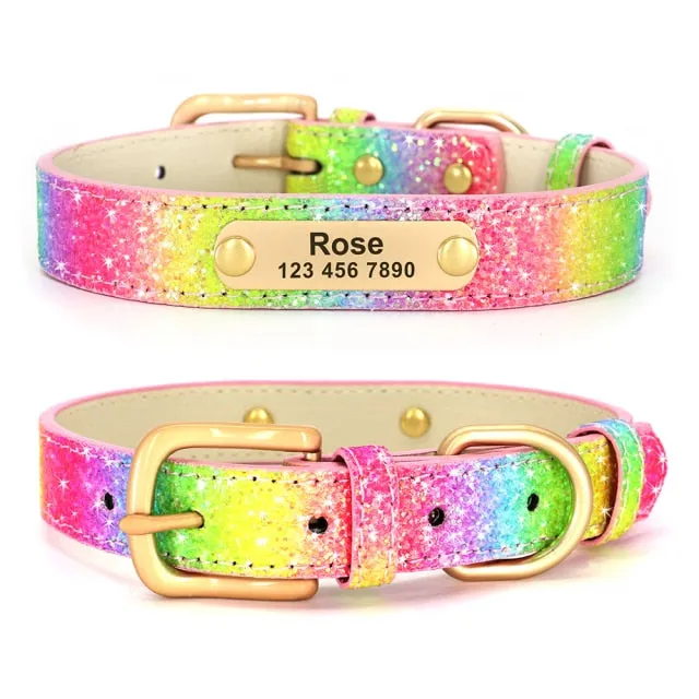 Anti-lost Dog ID Collar Bling Sequins