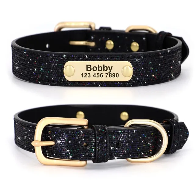 Anti-lost Dog ID Collar Bling Sequins