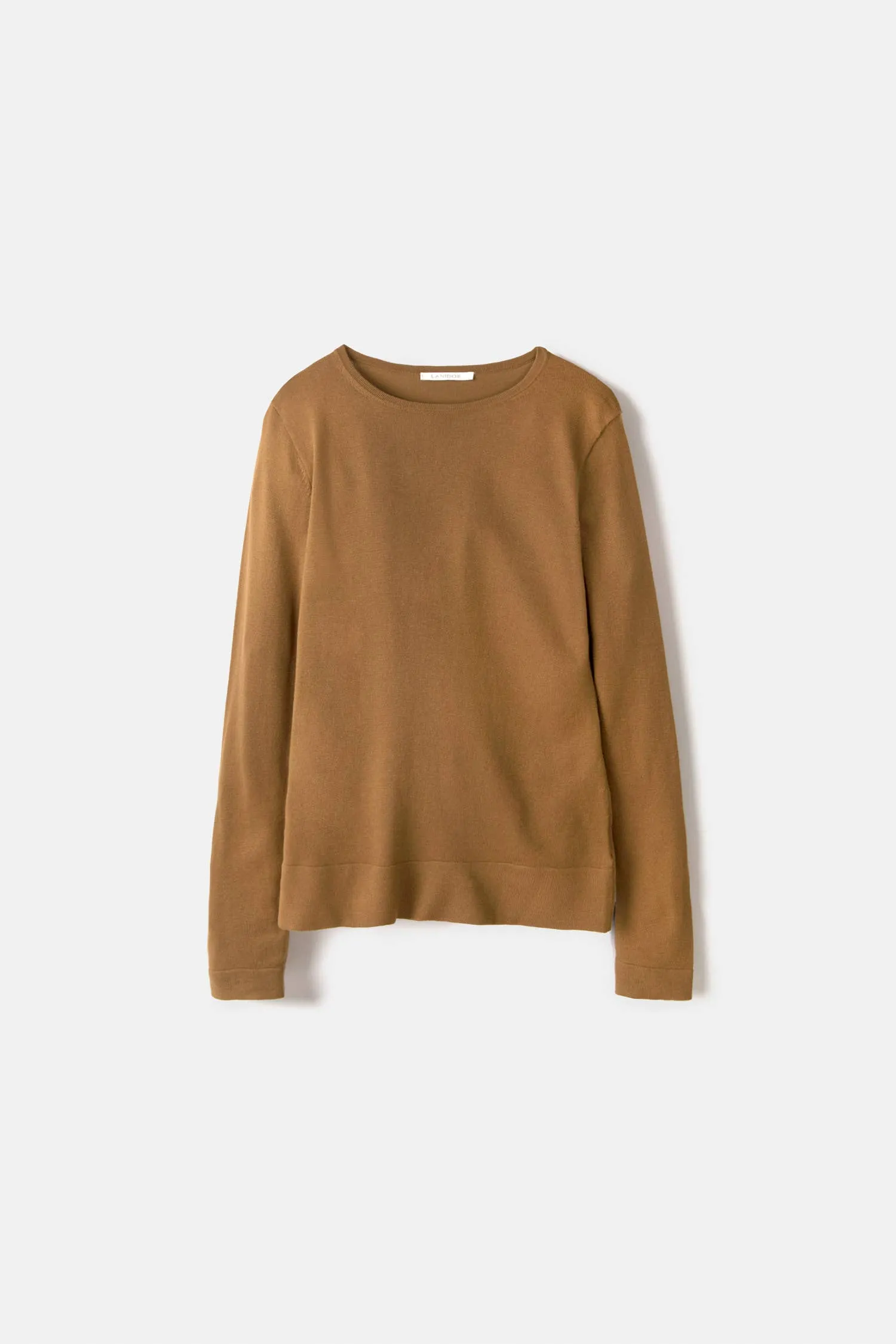 ARIA LIGHT KNIT ROUND NECK SWEATER - CAMEL