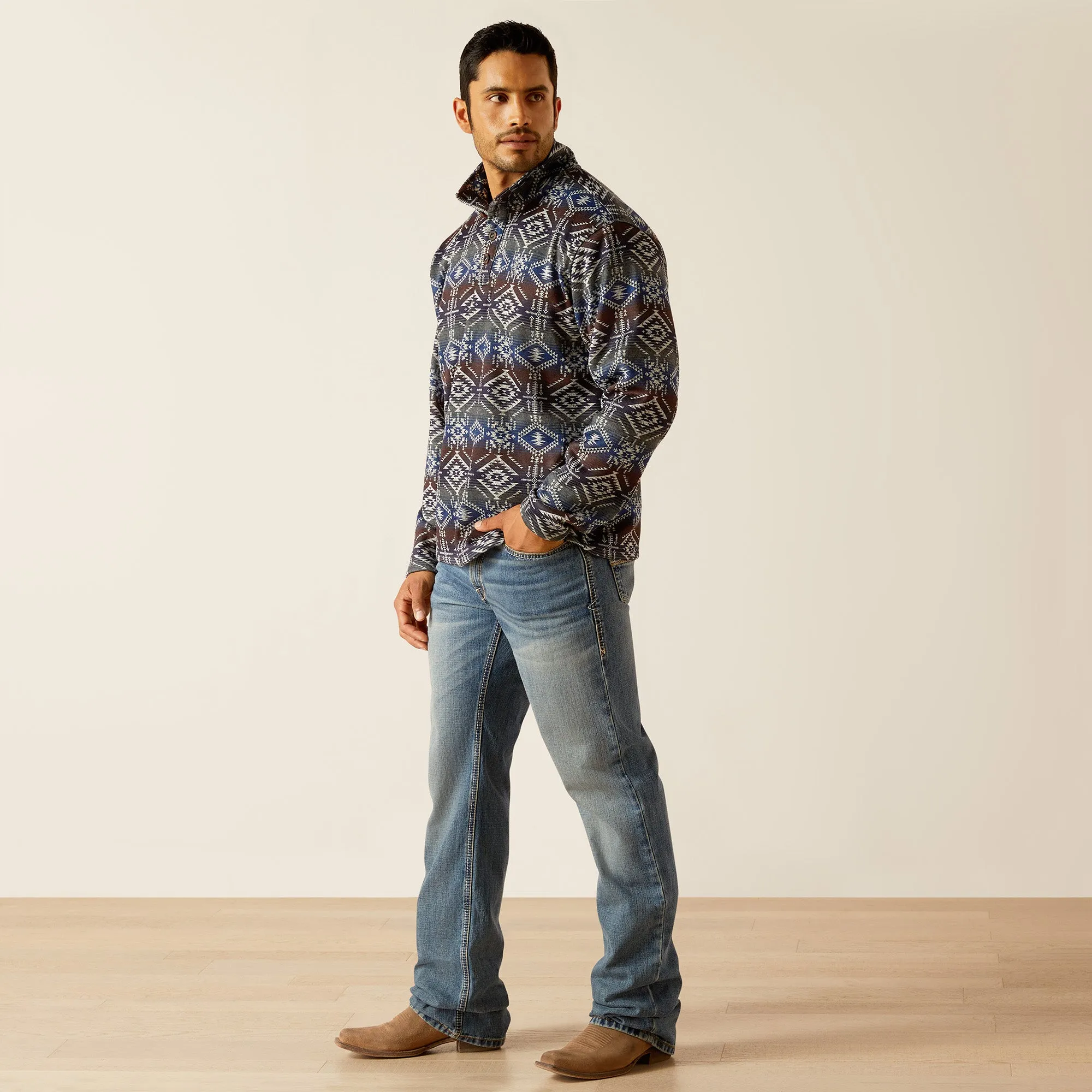 Ariat Men's Wesley Sweater, Jetty Gray Serape Print