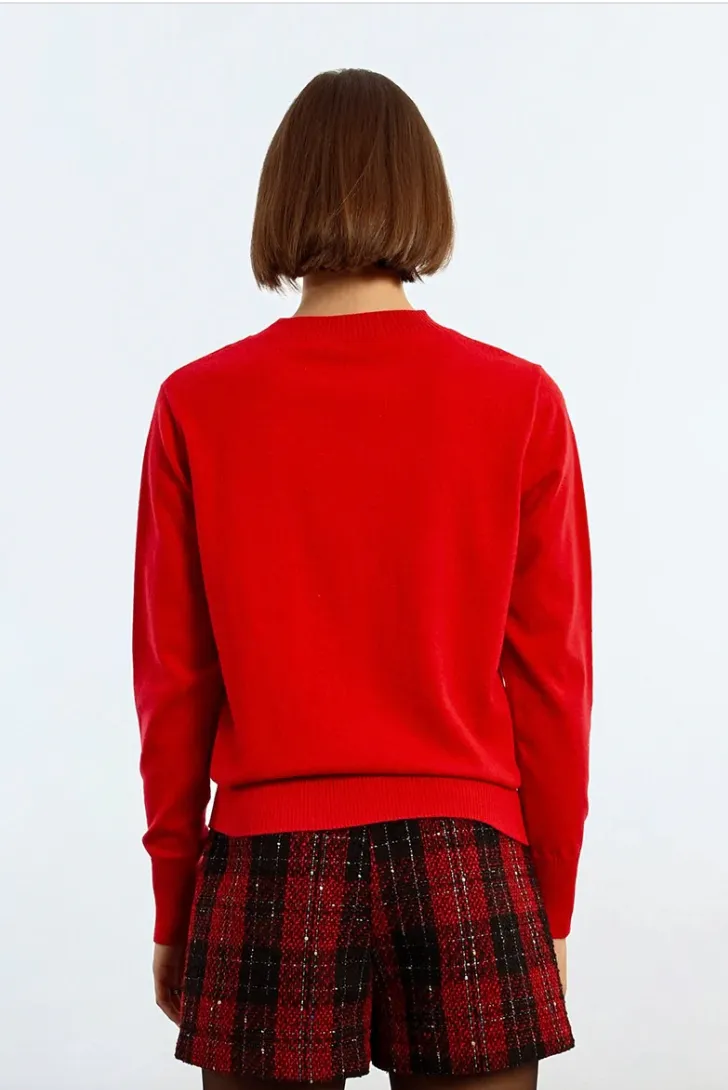 Asymmetrical Side Tie Knit Sweater