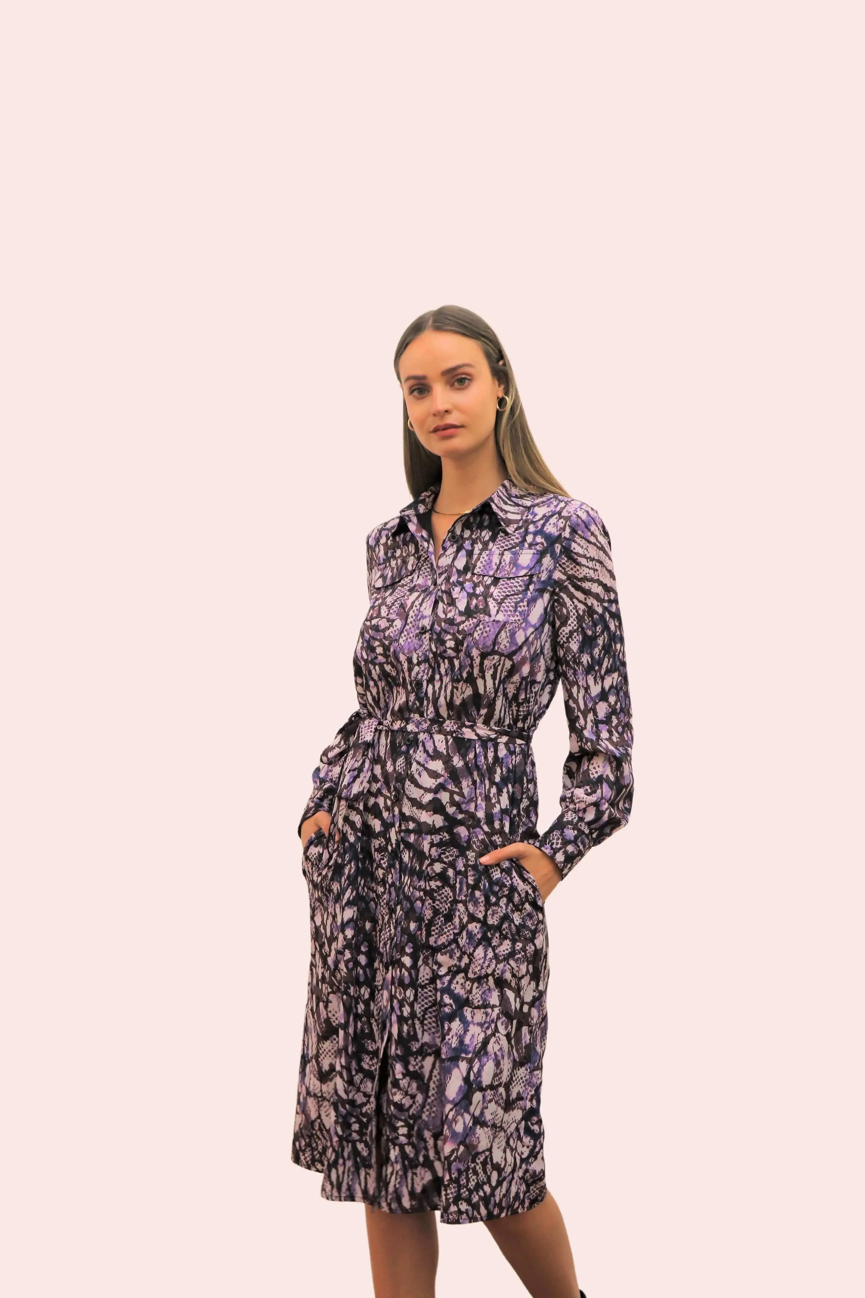 Atelier Purple Mist Tie Shirt Dress