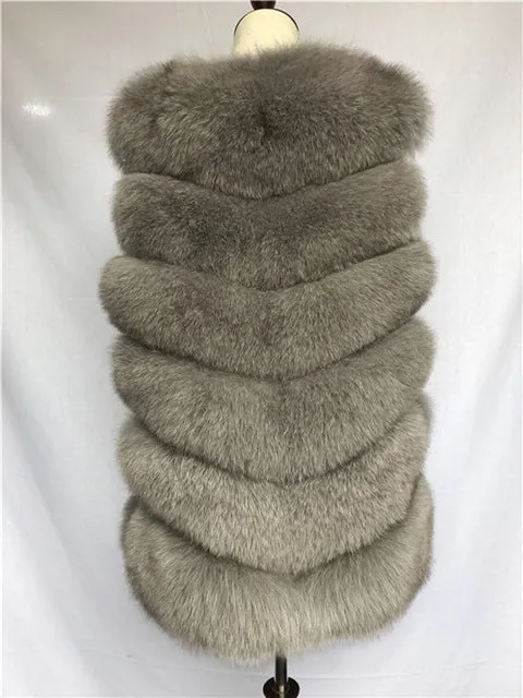 Autumn Winter Women Real Fox Fur Vest Female Genuine Fox Fur Coat Leather Jacket Warm Lady Gilet Natural Fox Fur Waistcoat