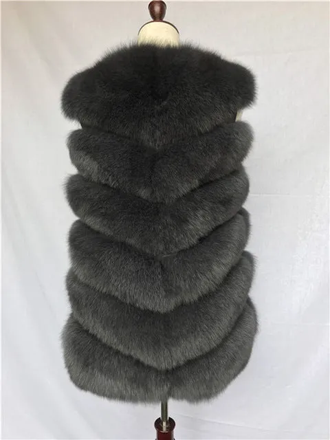 Autumn Winter Women Real Fox Fur Vest Female Genuine Fox Fur Coat Leather Jacket Warm Lady Gilet Natural Fox Fur Waistcoat