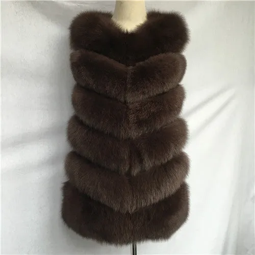 Autumn Winter Women Real Fox Fur Vest Female Genuine Fox Fur Coat Leather Jacket Warm Lady Gilet Natural Fox Fur Waistcoat