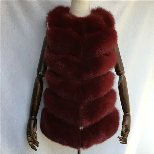 Autumn Winter Women Real Fox Fur Vest Female Genuine Fox Fur Coat Leather Jacket Warm Lady Gilet Natural Fox Fur Waistcoat