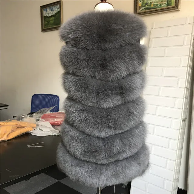 Autumn Winter Women Real Fox Fur Vest Female Genuine Fox Fur Coat Leather Jacket Warm Lady Gilet Natural Fox Fur Waistcoat