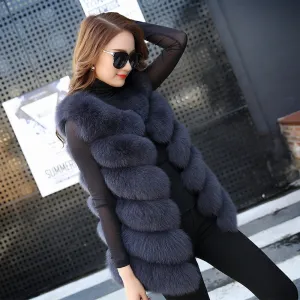 Autumn Winter Women Real Fox Fur Vest Female Genuine Fox Fur Coat Leather Jacket Warm Lady Gilet Natural Fox Fur Waistcoat