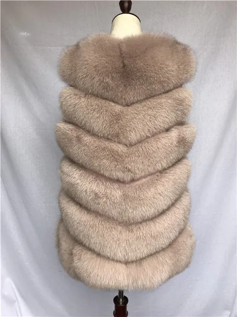 Autumn Winter Women Real Fox Fur Vest Female Genuine Fox Fur Coat Leather Jacket Warm Lady Gilet Natural Fox Fur Waistcoat