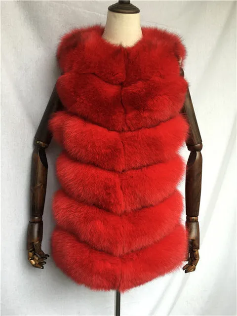 Autumn Winter Women Real Fox Fur Vest Female Genuine Fox Fur Coat Leather Jacket Warm Lady Gilet Natural Fox Fur Waistcoat