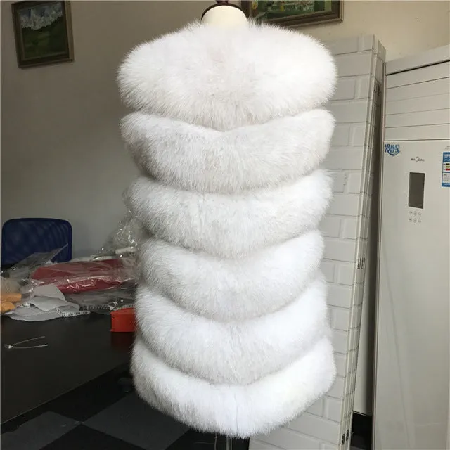 Autumn Winter Women Real Fox Fur Vest Female Genuine Fox Fur Coat Leather Jacket Warm Lady Gilet Natural Fox Fur Waistcoat