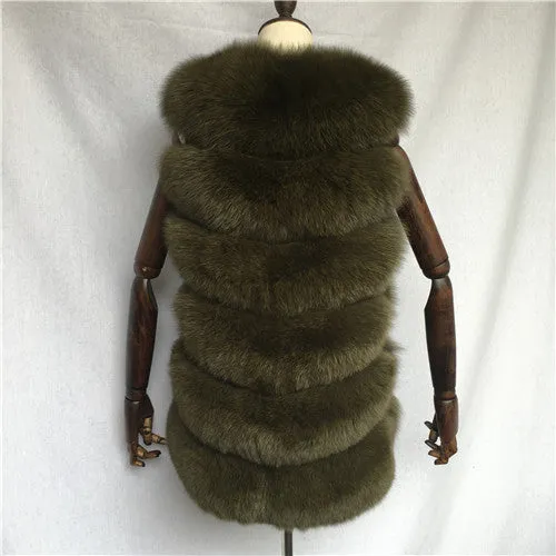 Autumn Winter Women Real Fox Fur Vest Female Genuine Fox Fur Coat Leather Jacket Warm Lady Gilet Natural Fox Fur Waistcoat