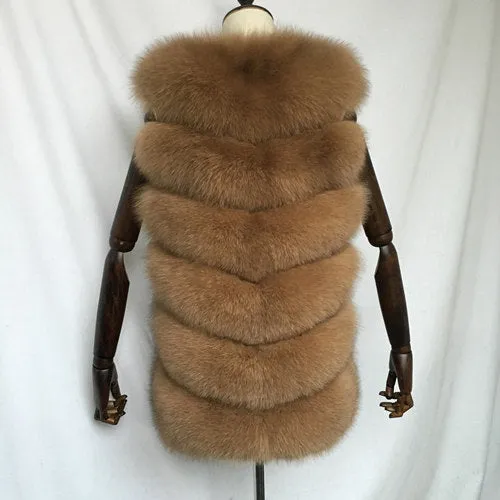 Autumn Winter Women Real Fox Fur Vest Female Genuine Fox Fur Coat Leather Jacket Warm Lady Gilet Natural Fox Fur Waistcoat