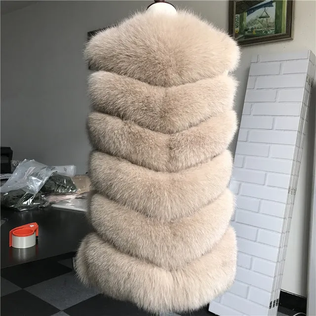 Autumn Winter Women Real Fox Fur Vest Female Genuine Fox Fur Coat Leather Jacket Warm Lady Gilet Natural Fox Fur Waistcoat