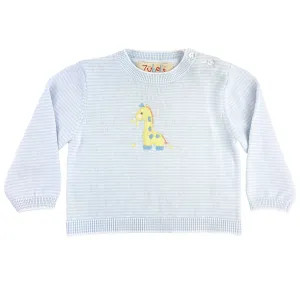 Baby Giraffe Lightweight Knit Sweater in Blue