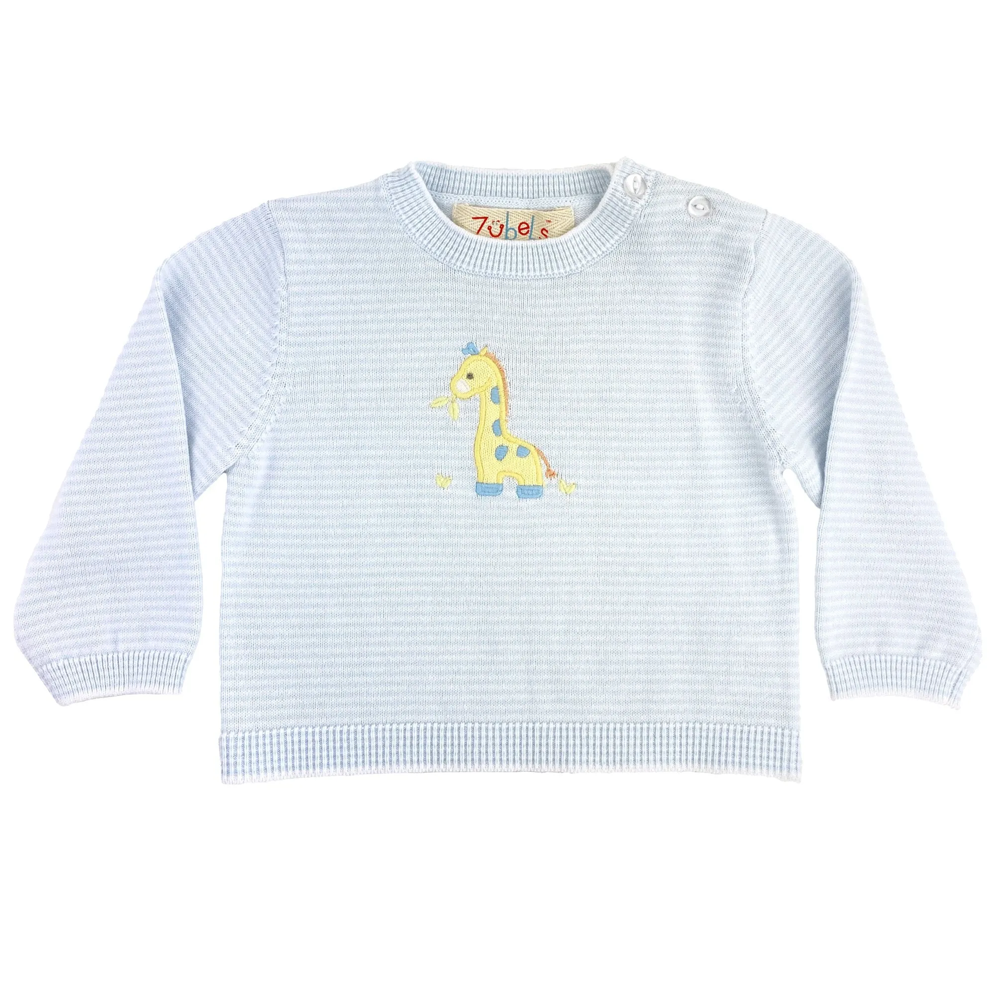 Baby Giraffe Lightweight Knit Sweater in Blue