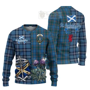 Bain Tartan Knitted Sweater Happy St. Andrew's Day Half Tartan Style