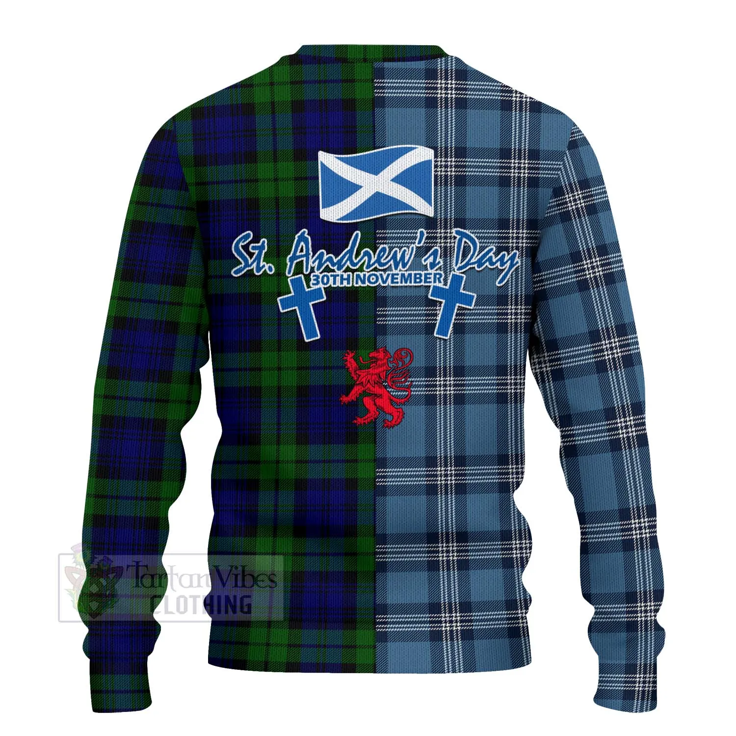 Bannatyne Tartan Knitted Sweater Happy St. Andrew's Day Half Tartan Style