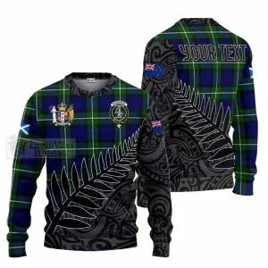 Bannerman Crest Tartan Knitted Sweater with New Zealand Silver Fern Half Style