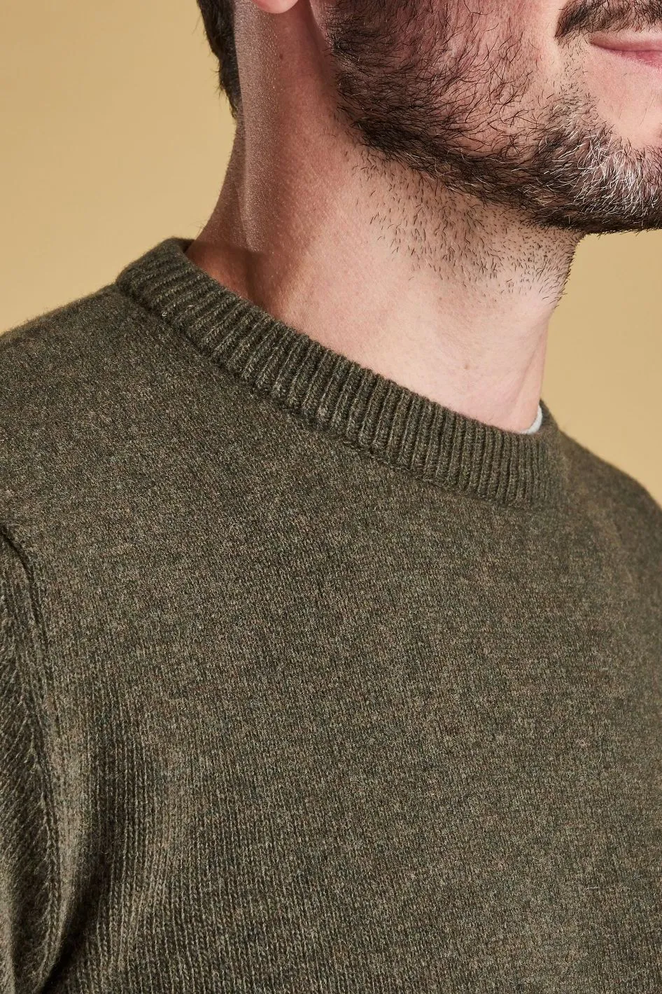 Barbour Sweater - Nelson Essential -Crew Neck-Seaweed Olive- MKN0760GN73