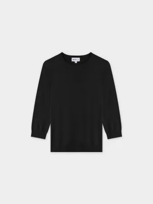 BASIC CREW SWEATER (3Q) - BLACK