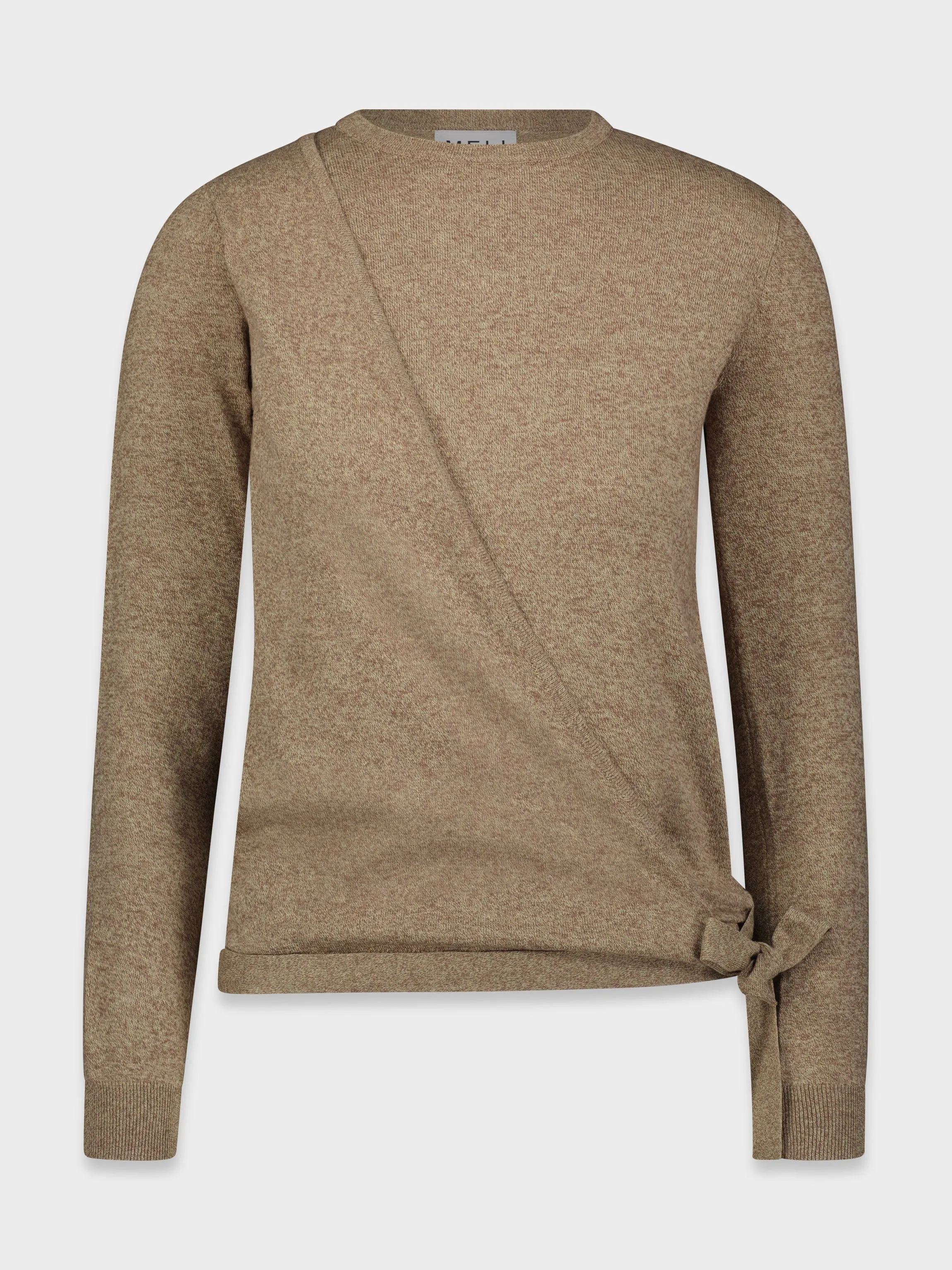 BASIC WRAP SWEATER-HEATHER BROWN