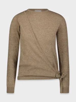 BASIC WRAP SWEATER-HEATHER BROWN