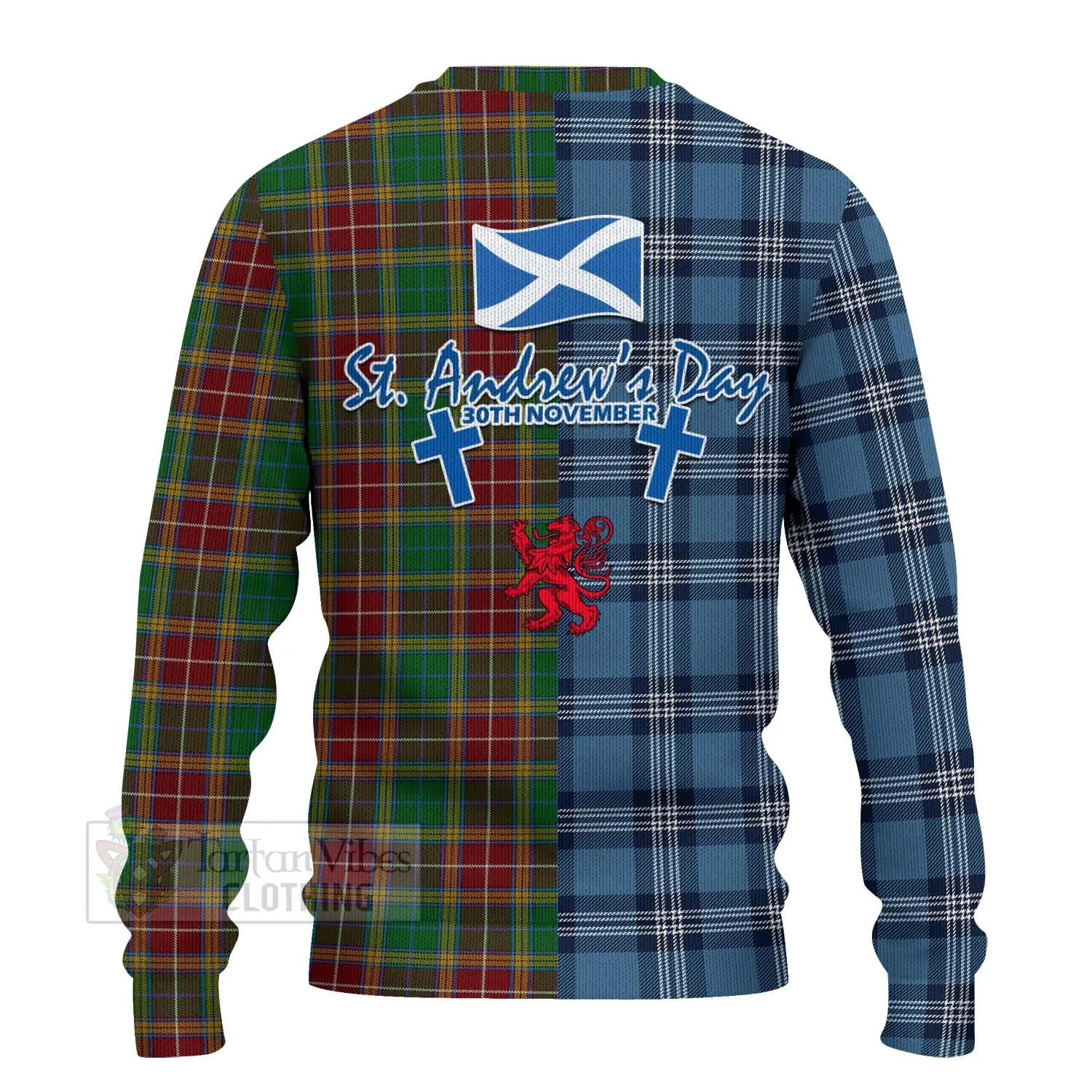 Baxter Tartan Knitted Sweater Happy St. Andrew's Day Half Tartan Style