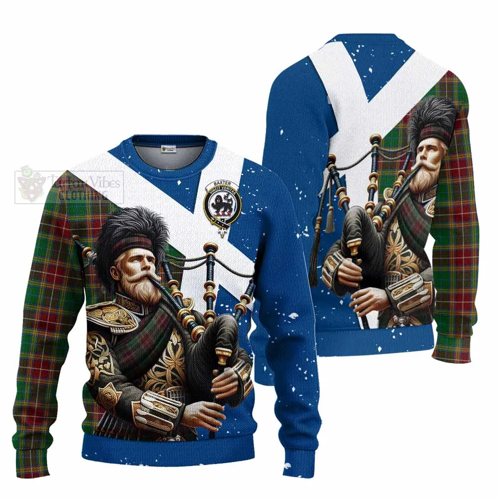 Baxter Tartan Knitted Sweater with Family Crest Scottish Bagpiper Vibes