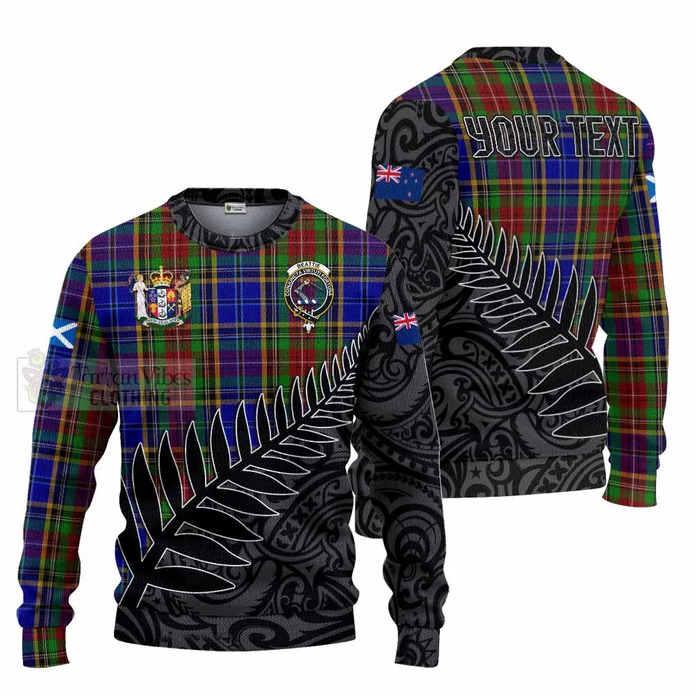 Beattie (Beatty) Crest Tartan Knitted Sweater with New Zealand Silver Fern Half Style