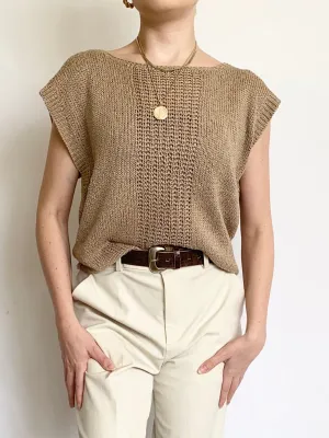 Beige Silk Blend 90s Sweater Vest (S)