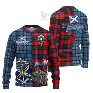 Belshes (Belsches) Tartan Knitted Sweater Happy St. Andrew's Day Half Tartan Style