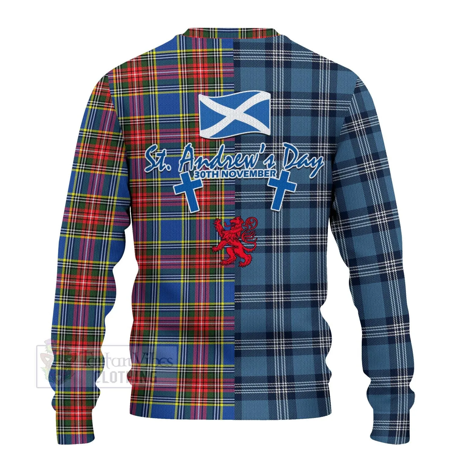 Bethune Tartan Knitted Sweater Happy St. Andrew's Day Half Tartan Style