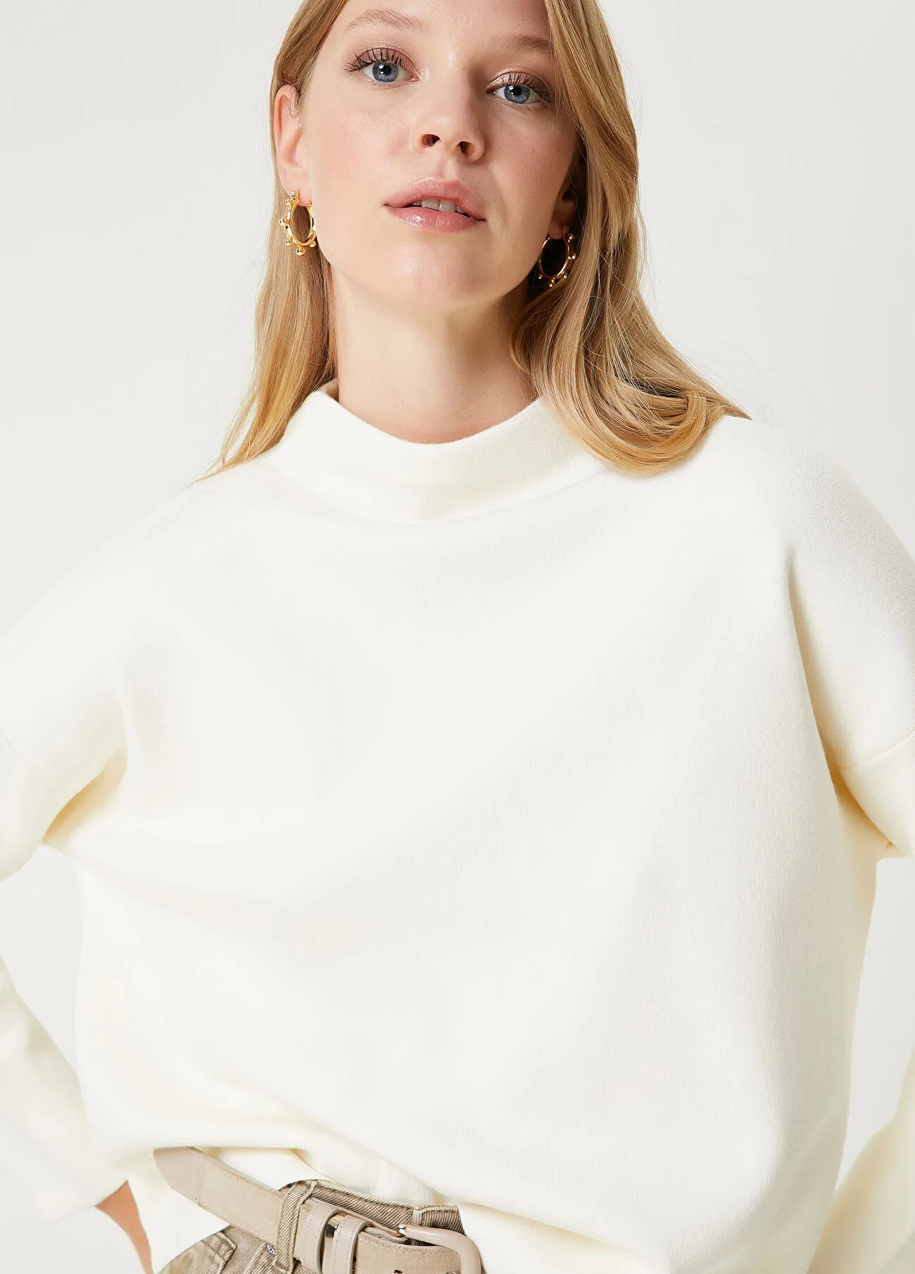 Beymen Club Solid High Neck Sweater Off White