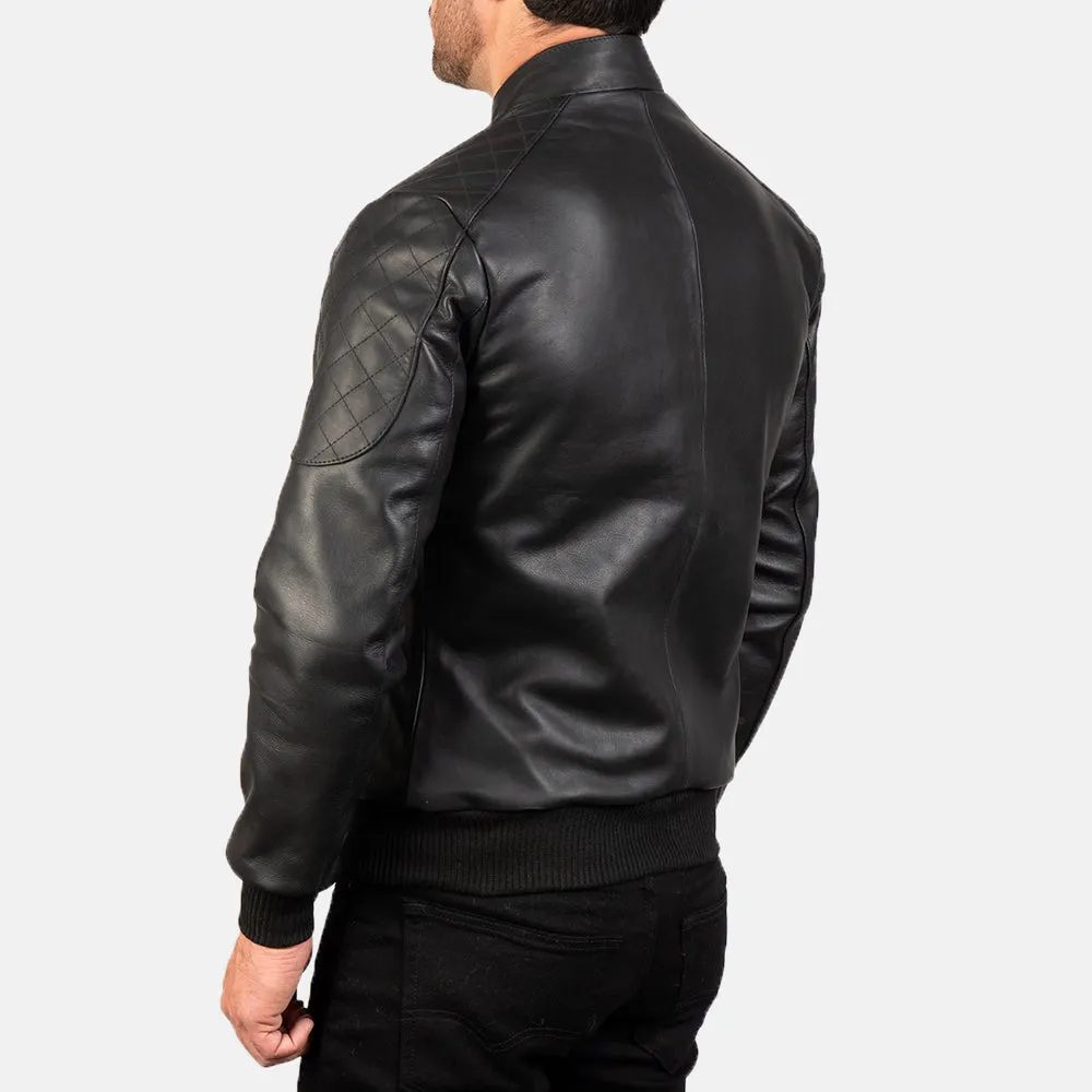 Black Leather Bomber Jacket