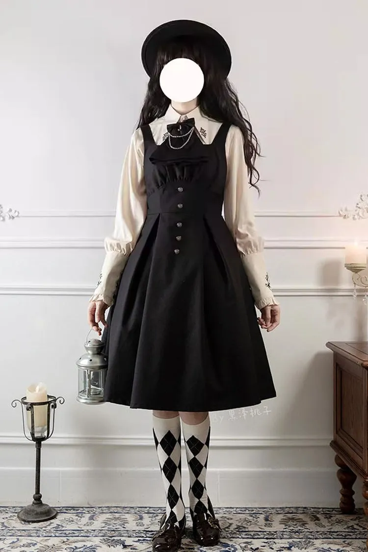 Black Night Raven Magic Metal buttons Gothic Lolita Dress