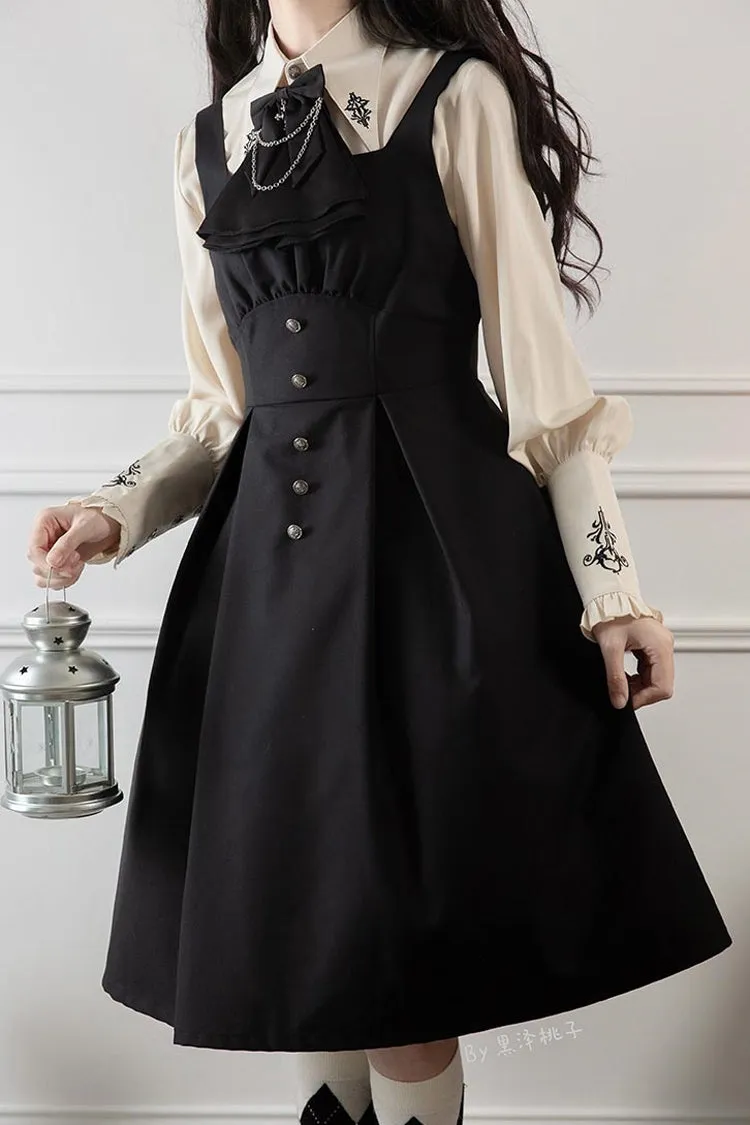 Black Night Raven Magic Metal buttons Gothic Lolita Dress