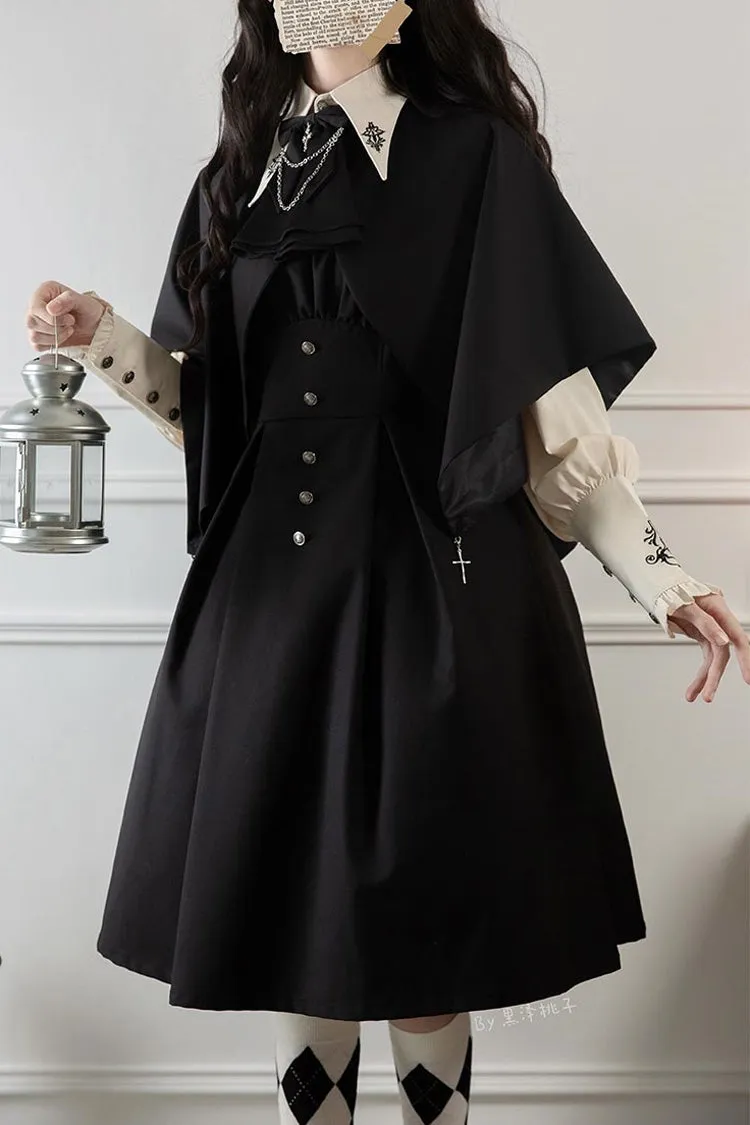 Black Night Raven Magic Metal buttons Gothic Lolita Dress