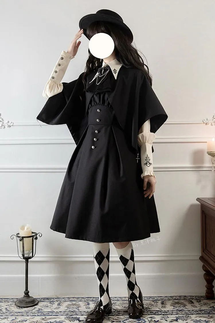 Black Night Raven Magic Metal buttons Gothic Lolita Dress