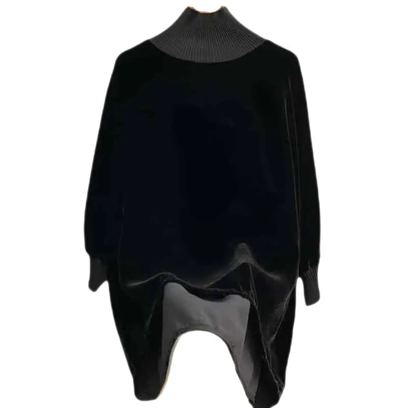 Black Velvet Winter Turtleneck Loose Sweatshirts