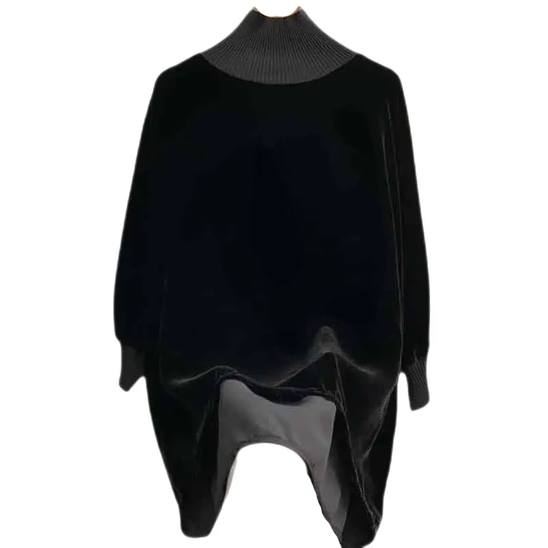 Black Velvet Winter Turtleneck Loose Sweatshirts